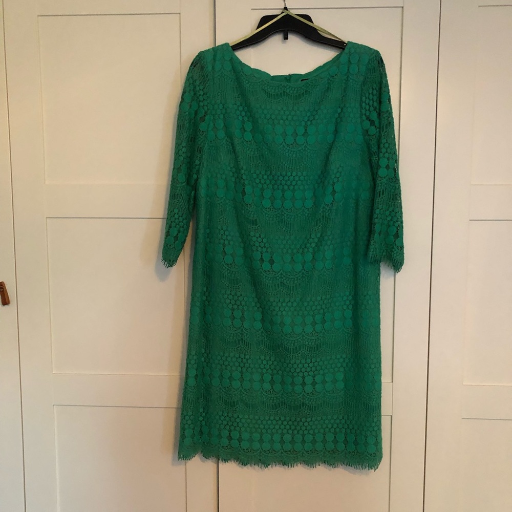 Jessica Howard, green lace cocktail dress, size 14